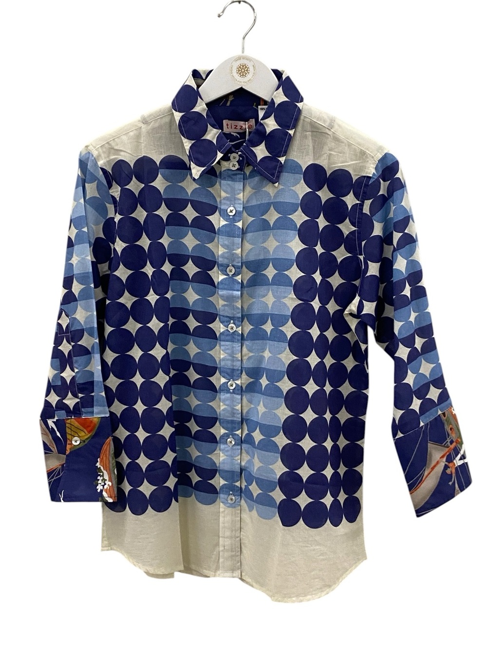 Tizzie Navy & Light Blue Dot Button-Down Shirt